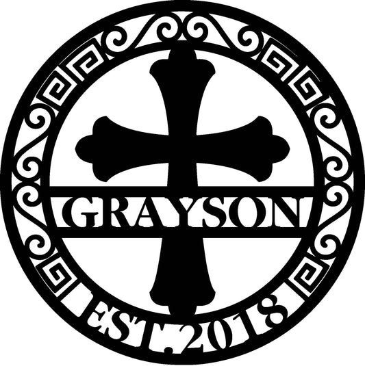 Custom Cross Metal Sign, Personalized Iron Plate Decor, Rustic Farmhouse Family Name Sign, Outdoor Indoor Durable Customized Plaque for Home Bar Garage Gift