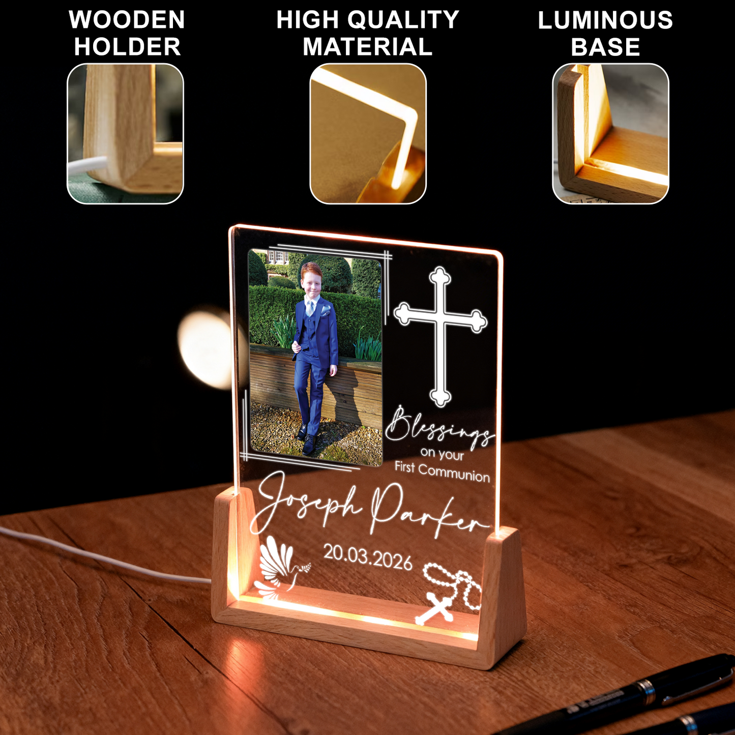 Personalized Newborn Gift – Acrylic Photo Frame with Name, Milestone & Nursery Decor
