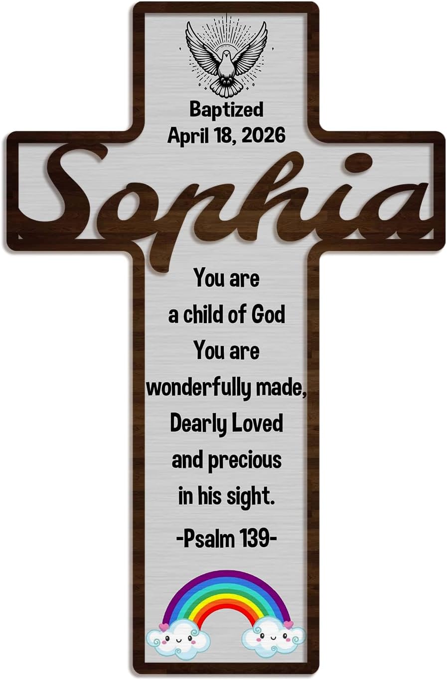 Personalized Wooden Cross for Baptism