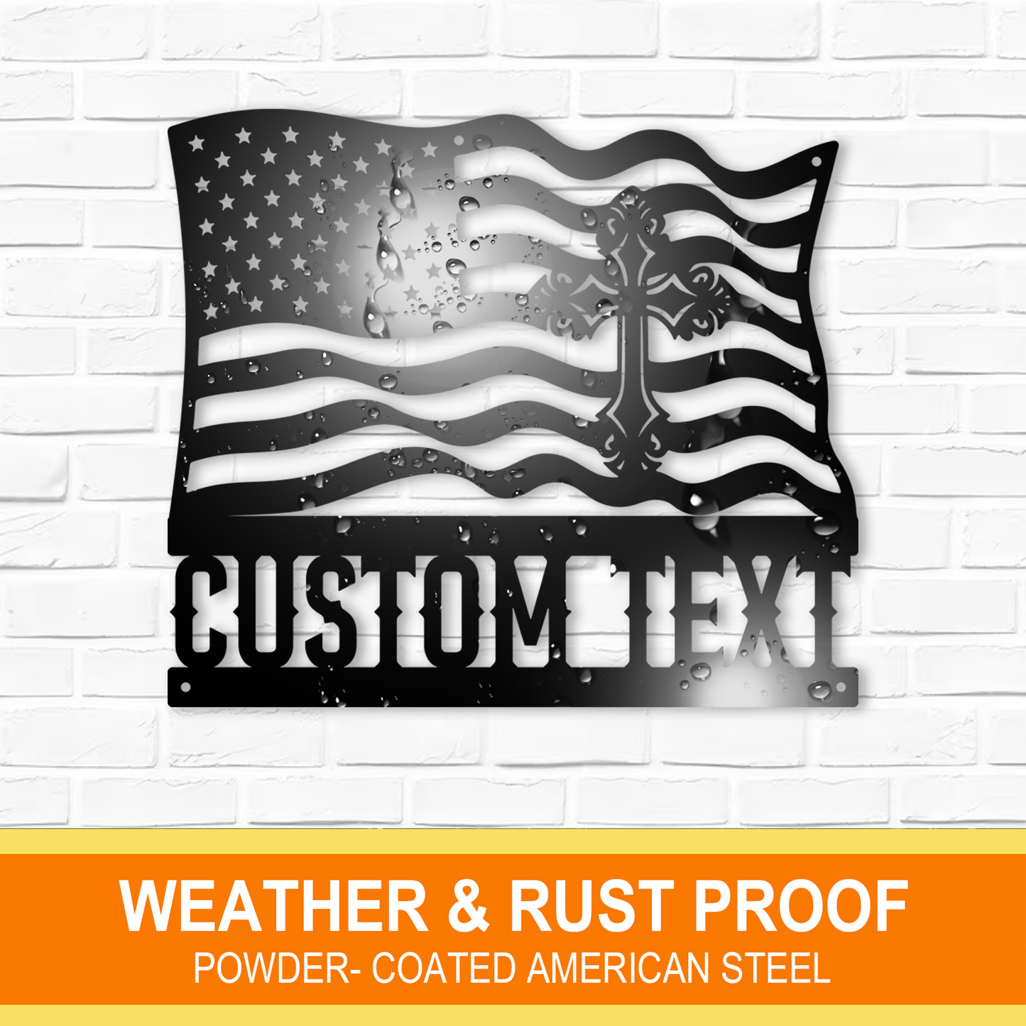 Custom Cross Metal Cross Signs – With Flag Design