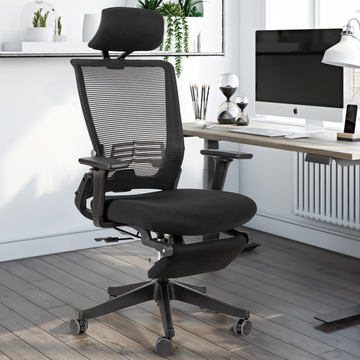 Foldable Mesh Office Chair- High Back with Headrest, Footrest
