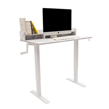 Manual Standing Desk-47x24 Inch-Marble White - Sinfinate