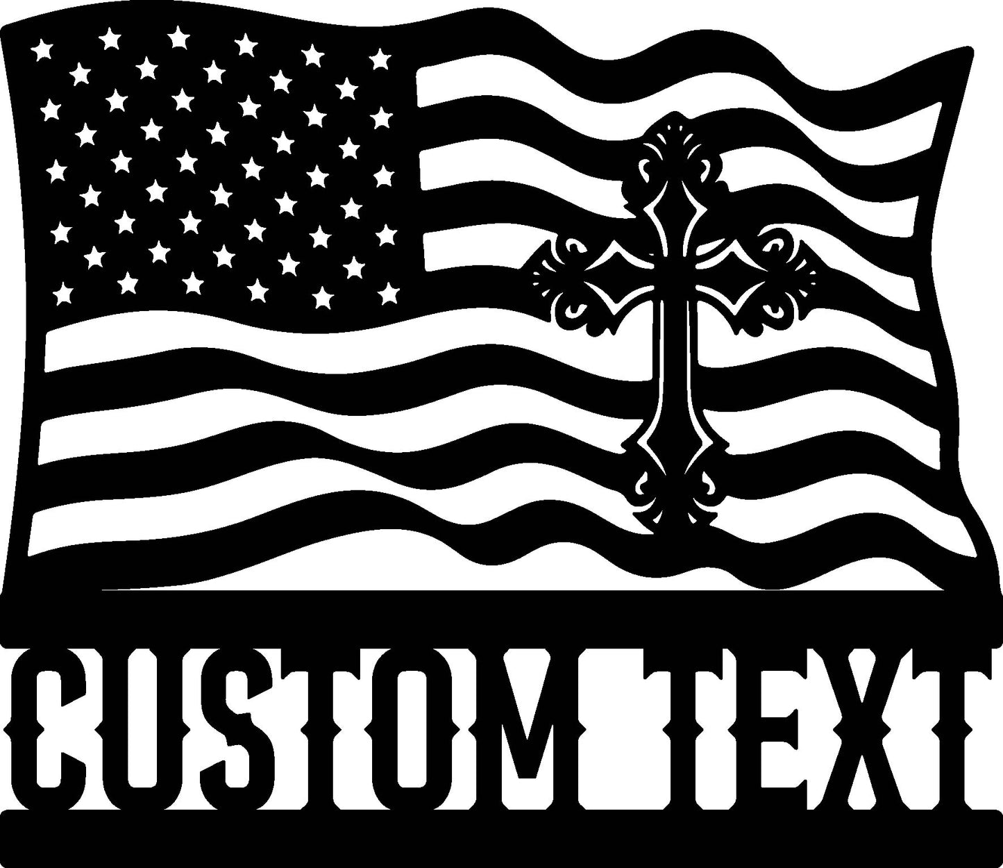 Custom Cross Metal Cross Signs – With Flag Design
