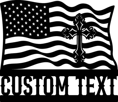 Custom Cross Metal Cross Signs – With Flag Design