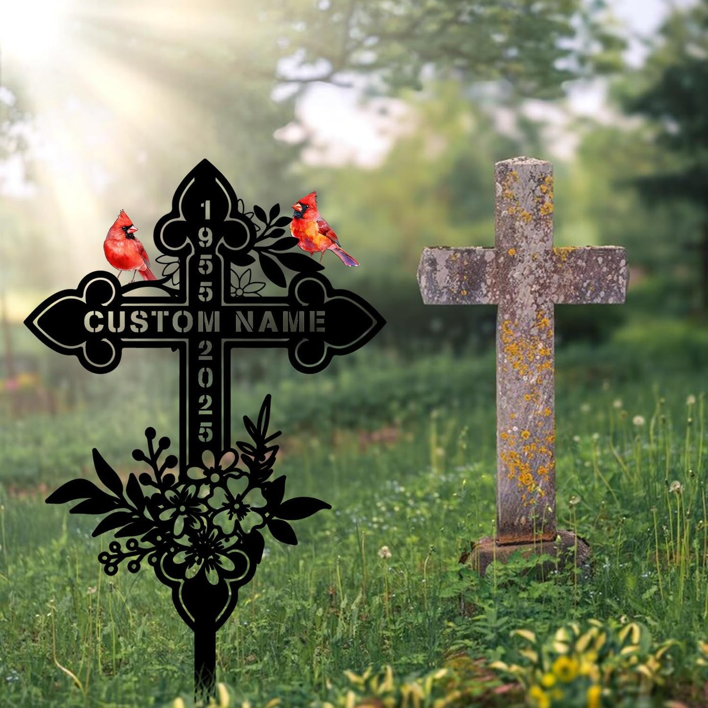 Custom Cardinal Metal Cross Address Signs