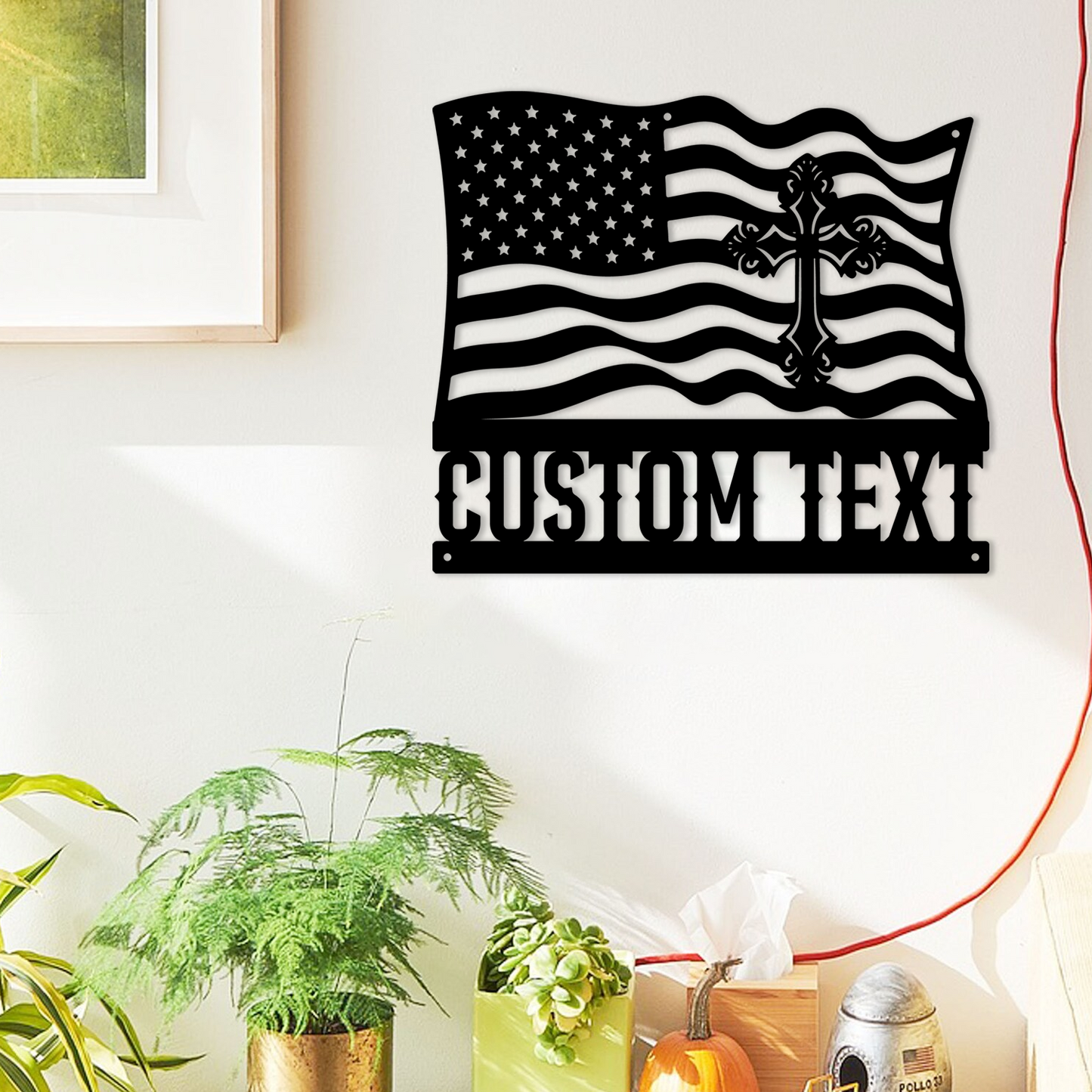 Custom Cross Metal Cross Signs – With Flag Design