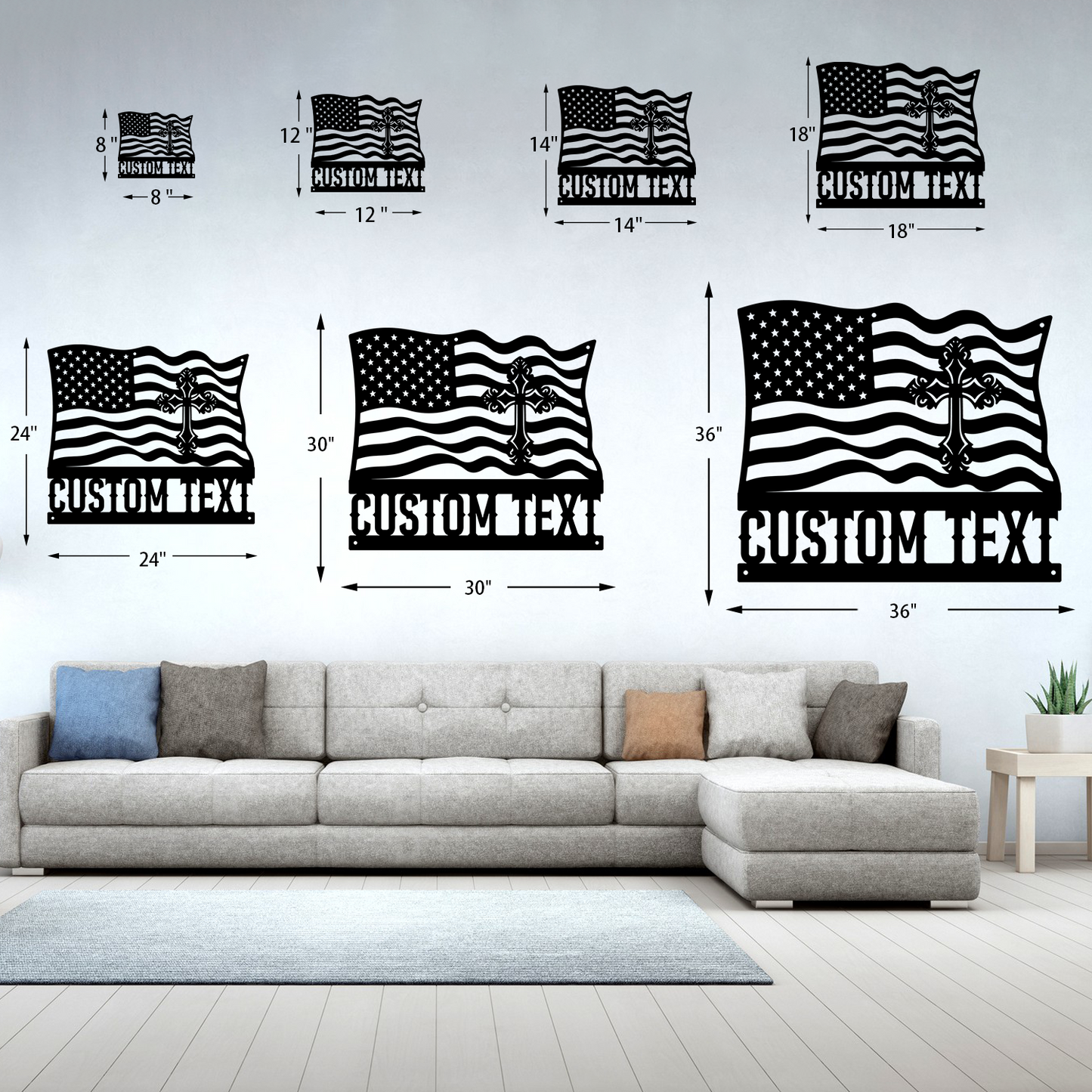 Custom Cross Metal Cross Signs – With Flag Design