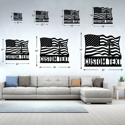 Custom Cross Metal Cross Signs – With Flag Design