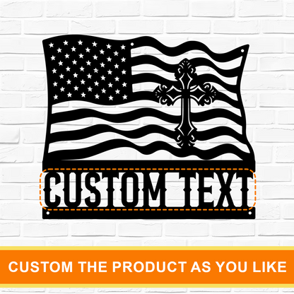 Custom Cross Metal Cross Signs – With Flag Design