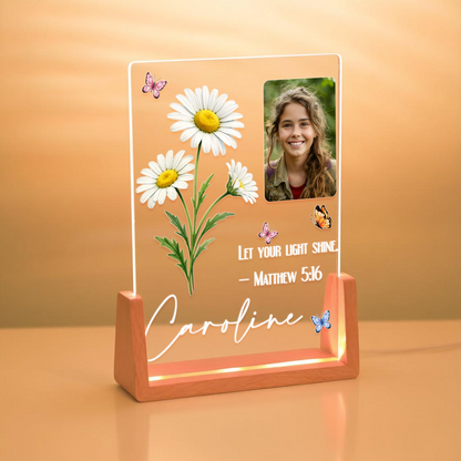 Personalized Photo Frame with Night Light – Custom LED Desk Display Anniversary Birthday Gift for Family, Mom, Dad, Grandma, Grandpa, Kids & Friends