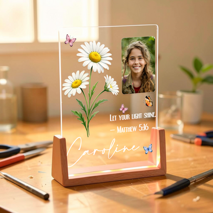 Personalized Photo Frame with Night Light – Custom LED Desk Display Anniversary Birthday Gift for Family, Mom, Dad, Grandma, Grandpa, Kids & Friends