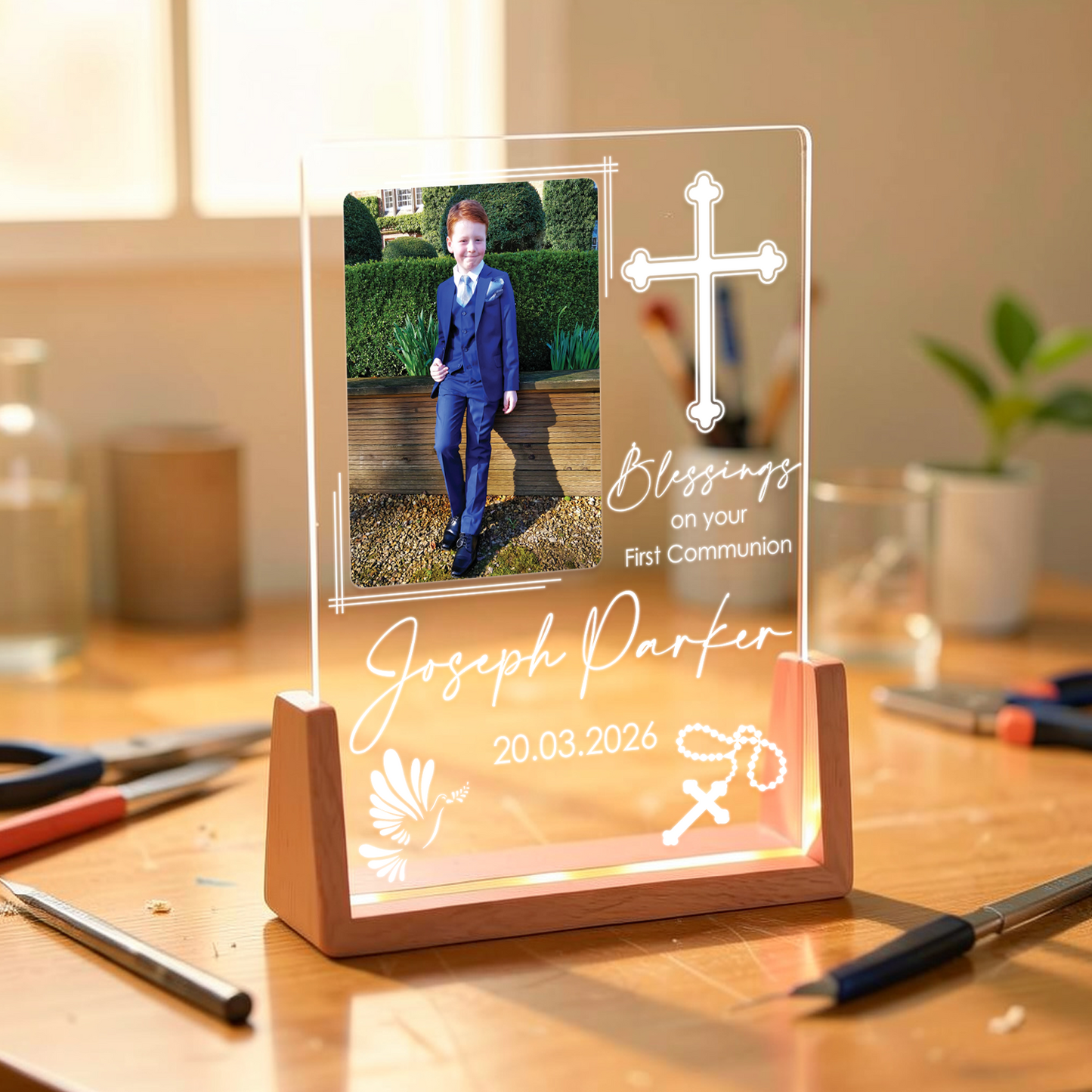 Personalized Newborn Gift – Acrylic Photo Frame with Name, Milestone & Nursery Decor