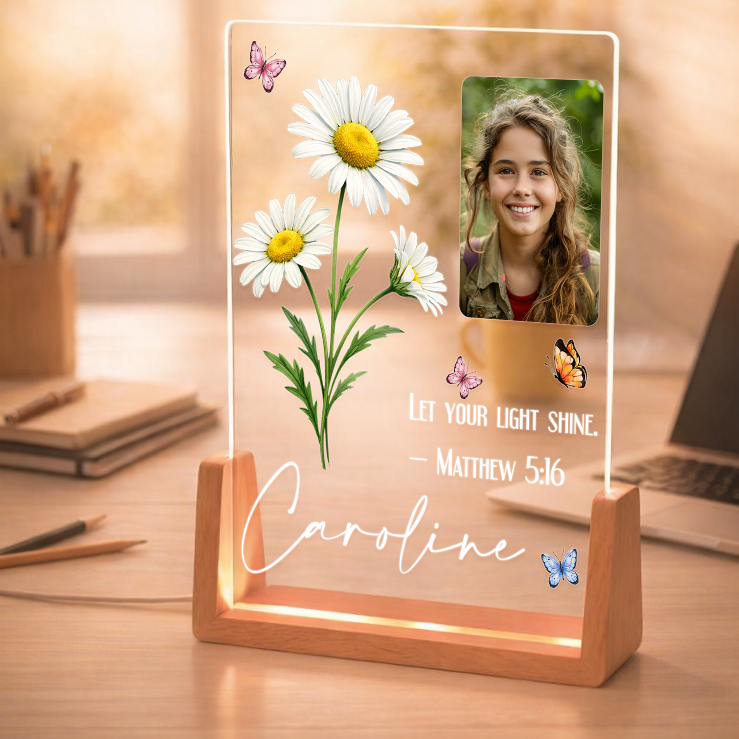 Personalized Photo Frame with Night Light – Custom LED Desk Display Anniversary Birthday Gift for Family, Mom, Dad, Grandma, Grandpa, Kids & Friends