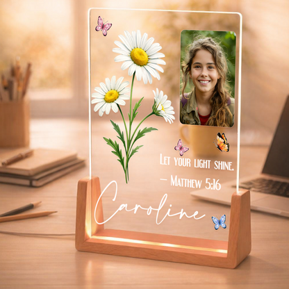 Personalized Photo Frame with Night Light – Custom LED Desk Display Anniversary Birthday Gift for Family, Mom, Dad, Grandma, Grandpa, Kids & Friends