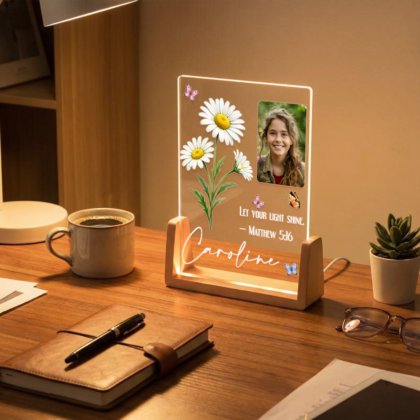 Personalized Photo Frame with Night Light – Custom LED Desk Display Anniversary Birthday Gift for Family, Mom, Dad, Grandma, Grandpa, Kids & Friends