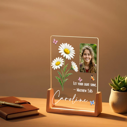 Personalized Photo Frame with Night Light – Custom LED Desk Display Anniversary Birthday Gift for Family, Mom, Dad, Grandma, Grandpa, Kids & Friends