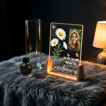 Personalized Photo Frame with Night Light – Custom LED Desk Display Anniversary Birthday Gift for Family, Mom, Dad, Grandma, Grandpa, Kids & Friends