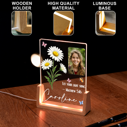 Personalized Photo Frame with Night Light – Custom LED Desk Display Anniversary Birthday Gift for Family, Mom, Dad, Grandma, Grandpa, Kids & Friends