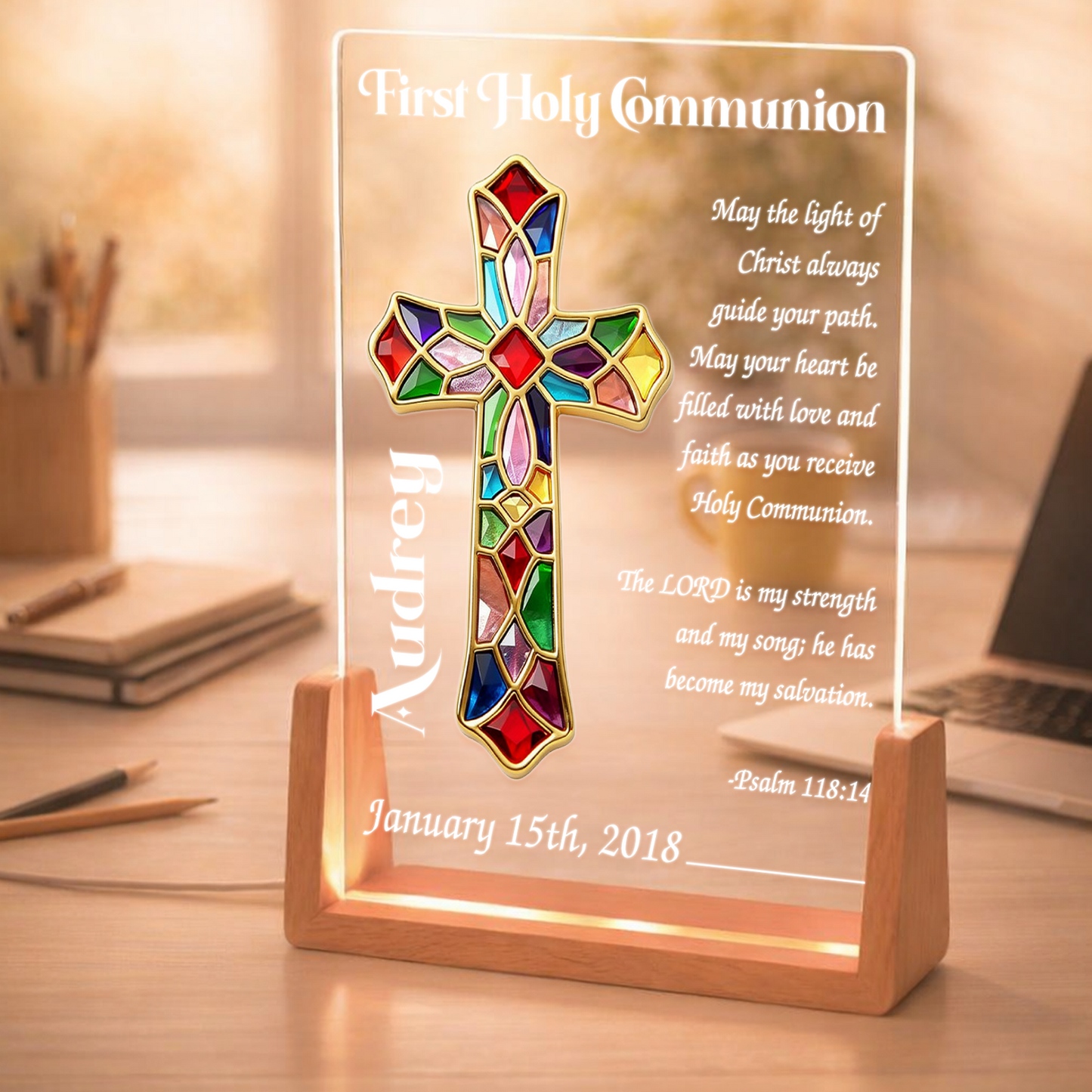 Personalized Photo Night Lights with Bible Verse