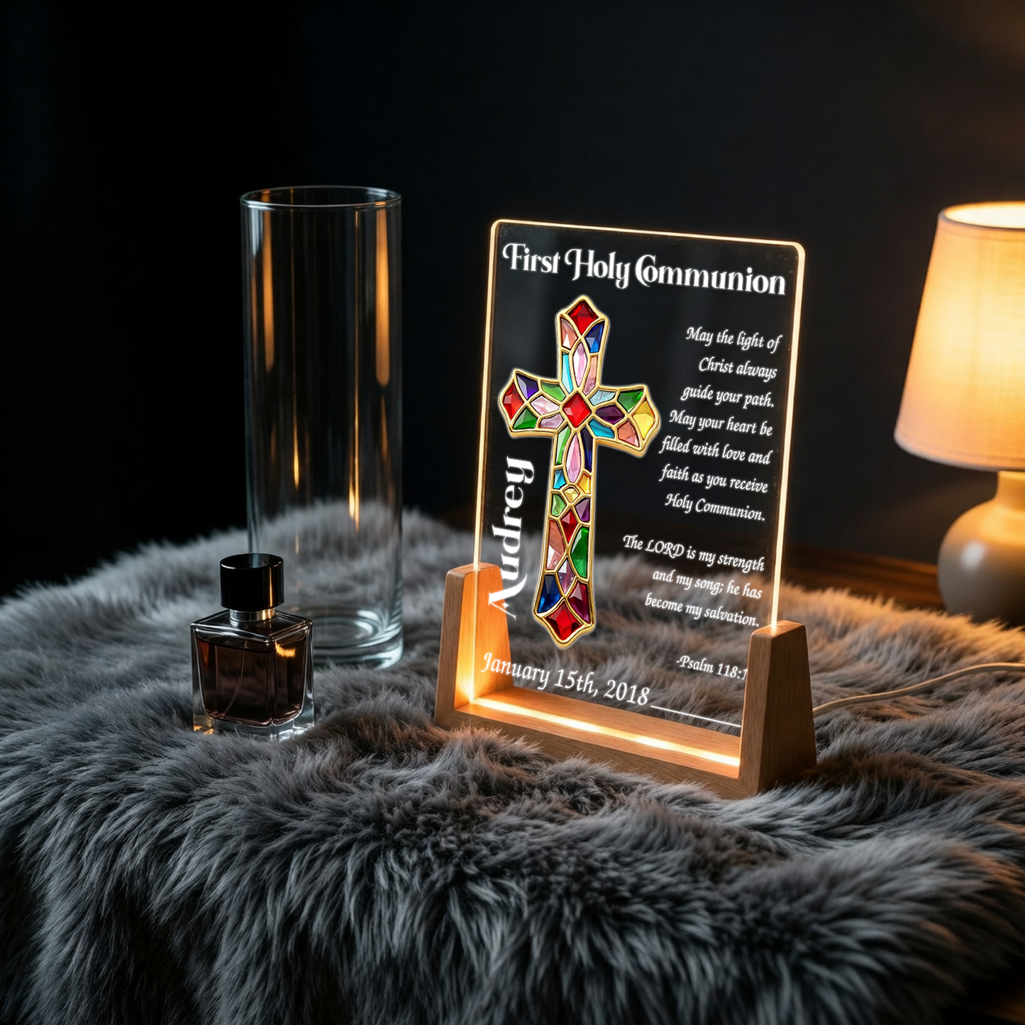 Personalized Photo Night Lights with Bible Verse