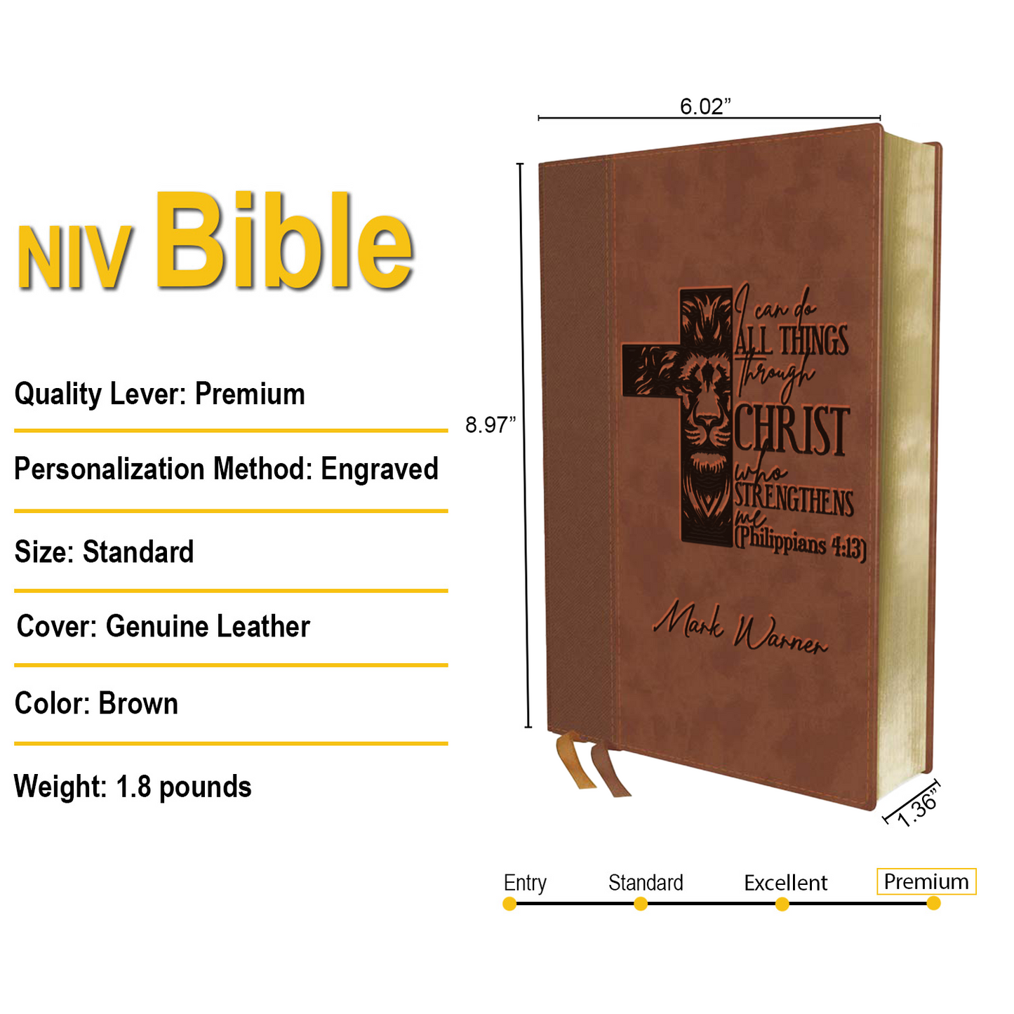 Personalized Engraved Bible, Personalized Name Engraving Gift for Church, Wedding, Baptism, Birthday