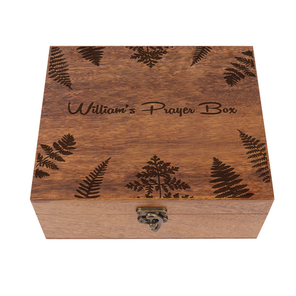 Custom Wooden Prayer Box – Personalized Keepsake for Prayer Cards, Rosary & Scriptures – Handmade Christian Gift