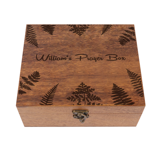 Custom Wooden Prayer Box – Personalized Keepsake for Prayer Cards, Rosary & Scriptures – Handmade Christian Gift