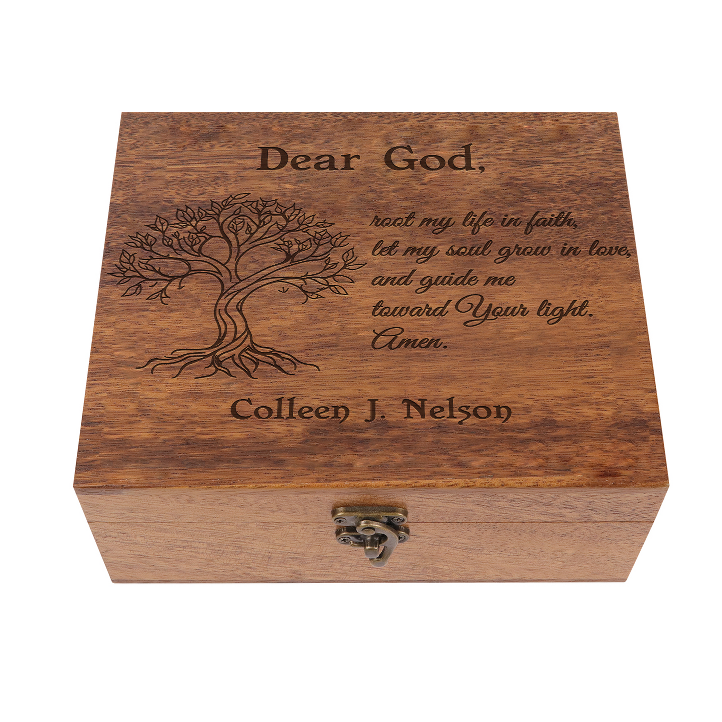 Custom Wooden Prayer Box – Personalized Keepsake for Prayer Cards, Rosary & Scriptures – Handmade Christian Gift