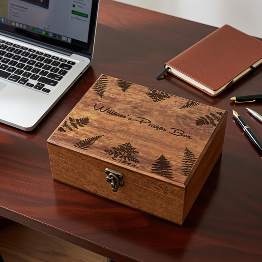 Custom Wooden Prayer Box – Personalized Keepsake for Prayer Cards, Rosary & Scriptures – Handmade Christian Gift