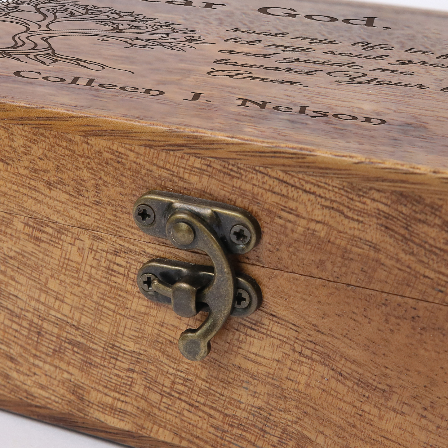Custom Wooden Prayer Box – Personalized Keepsake for Prayer Cards, Rosary & Scriptures – Handmade Christian Gift