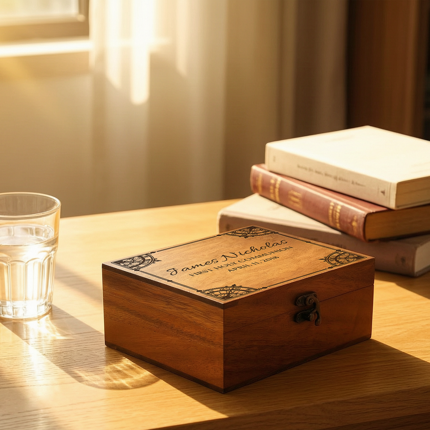 Custom Wooden Prayer Box – Personalized Memory Keepsake for Prayer Cards, Rosary & Scriptures – Handmade Christian Gift
