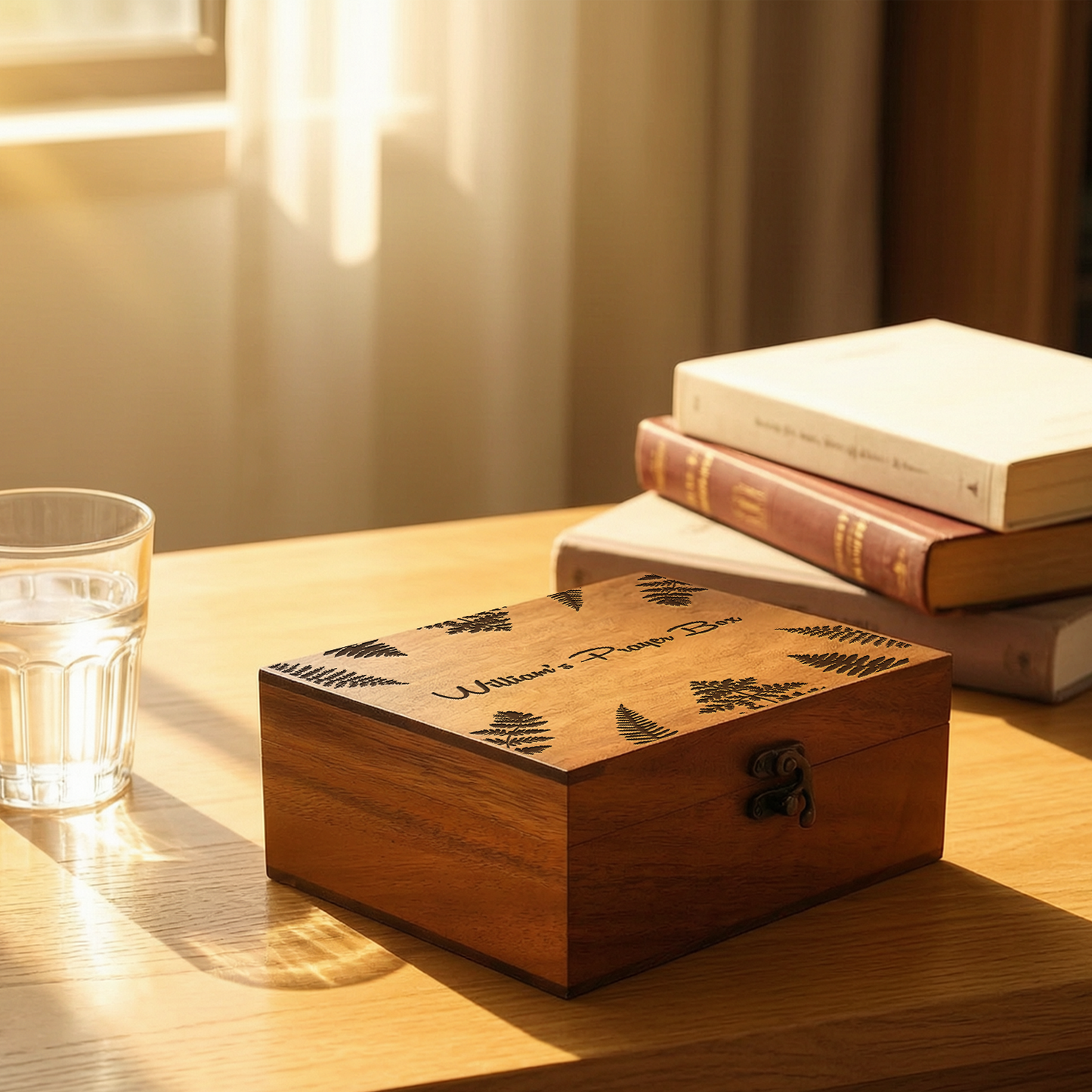 Custom Wooden Prayer Box – Personalized Keepsake for Prayer Cards, Rosary & Scriptures – Handmade Christian Gift