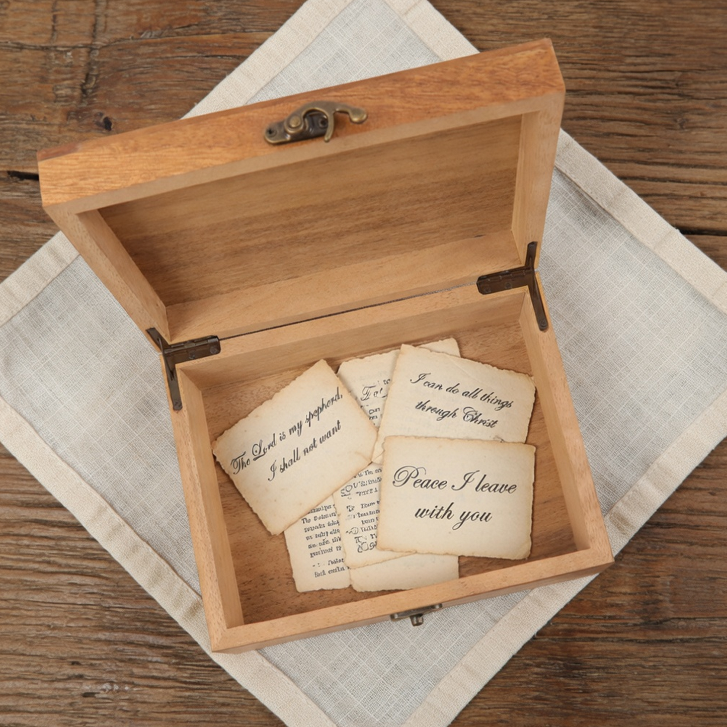 Custom Wooden Prayer Box – Personalized Keepsake for Prayer Cards, Rosary & Scriptures – Handmade Christian Gift
