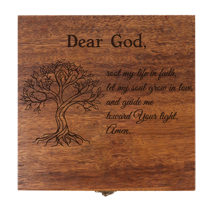 Custom Wooden Prayer Box – Personalized Keepsake for Prayer Cards, Rosary & Scriptures – Handmade Christian Gift