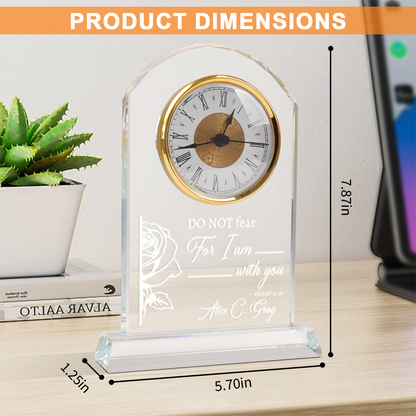 Personalized Crystal Clock Engraved Birth Flower & Text, Birthday Mother's Day Gift for Woman