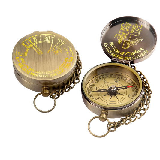 Custom Engraved Compass – A Faithful Gift for Baptism & Confirmation &Graduation