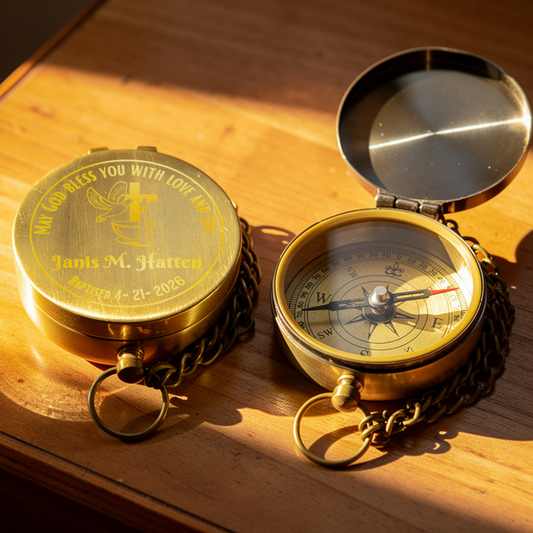 Custom Engraved Compass – A Faithful Gift for Baptism & Confirmation &Graduation