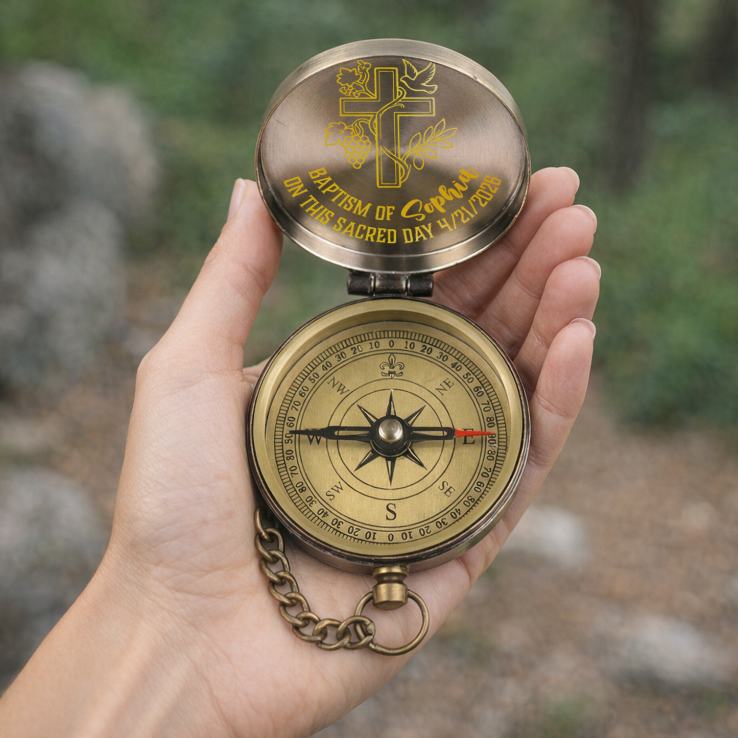 Custom Engraved Compass – A Faithful Gift for Baptism & Confirmation &Graduation