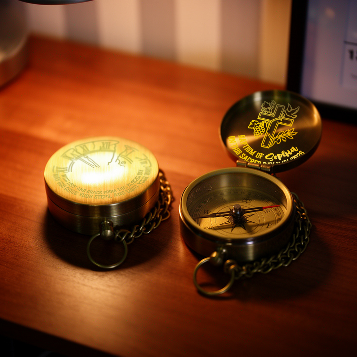 Custom Engraved Compass – A Faithful Gift for Baptism & Confirmation &Graduation