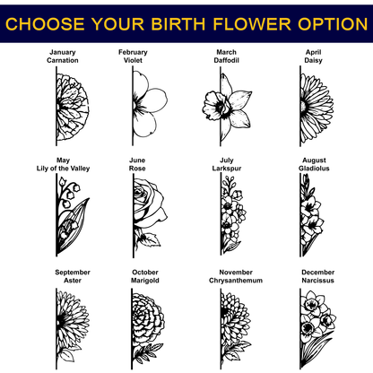 Personalized Crystal Clock Engraved Birth Flower & Text, Birthday Mother's Day Gift for Woman