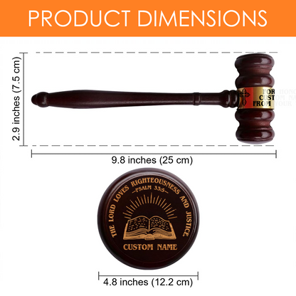 Personalized Wooden Gavel and Sound Block Set with Bible Verse