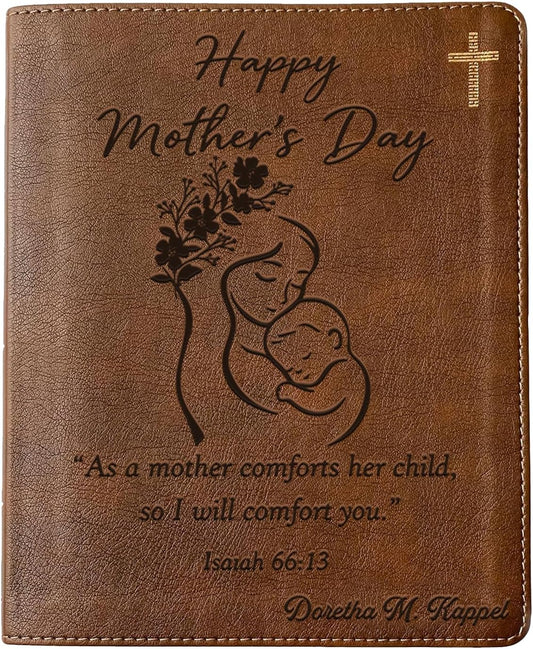 Personalized NIV Journaling Bible for Mother | Custom Laser Engraved Name | Wide Margin Note-Taking Bible