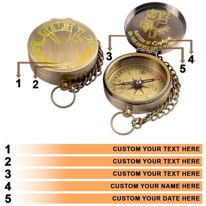 Custom Engraved Compass – A Faithful Gift for Baptism & Confirmation &Graduation