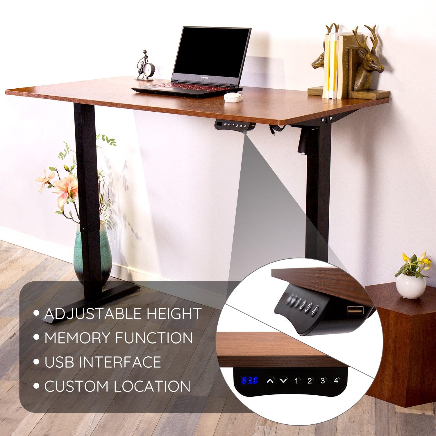 Electric Standing Desk-47x24 Inch-Black&Brown - Sinfinate