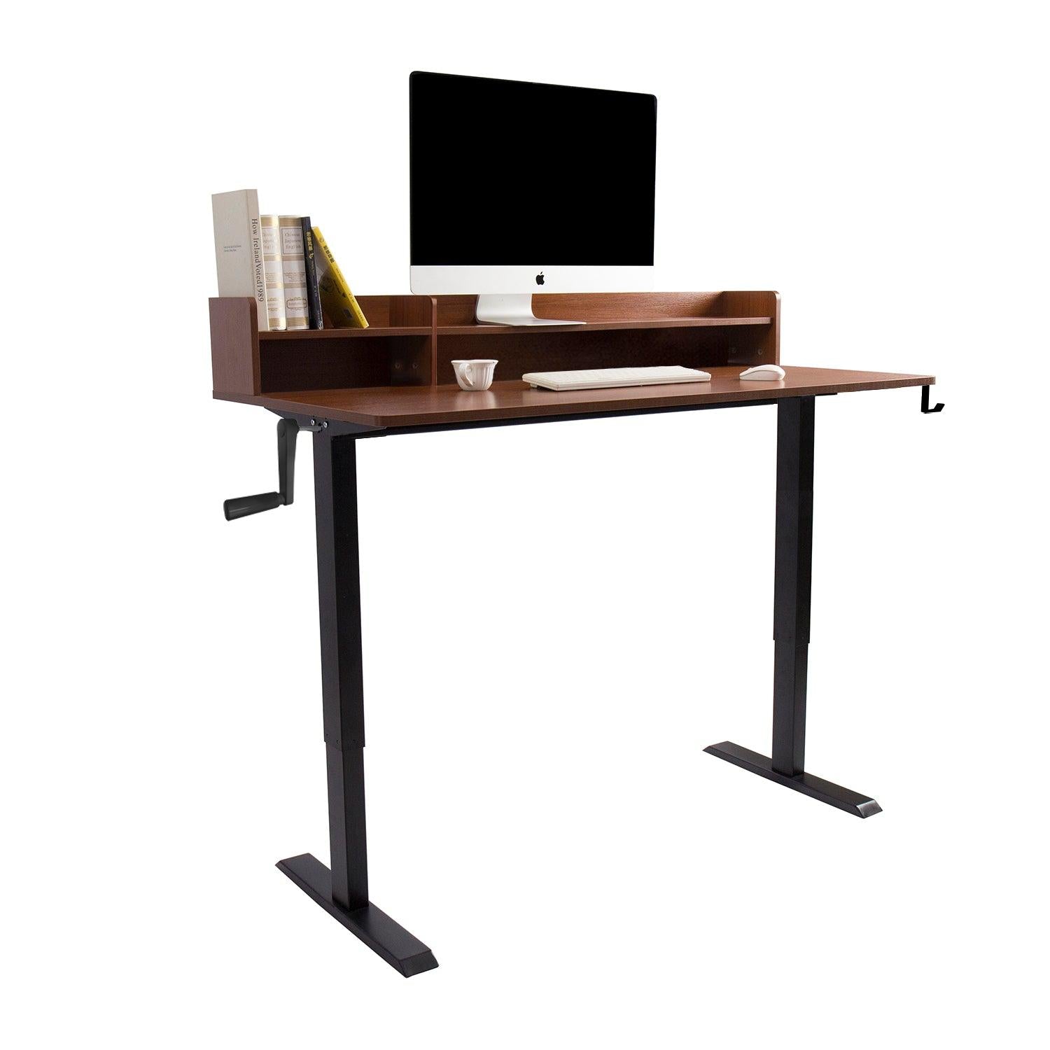 Manual Standing Desk-47x24 Inch-Black&Brown - Sinfinate