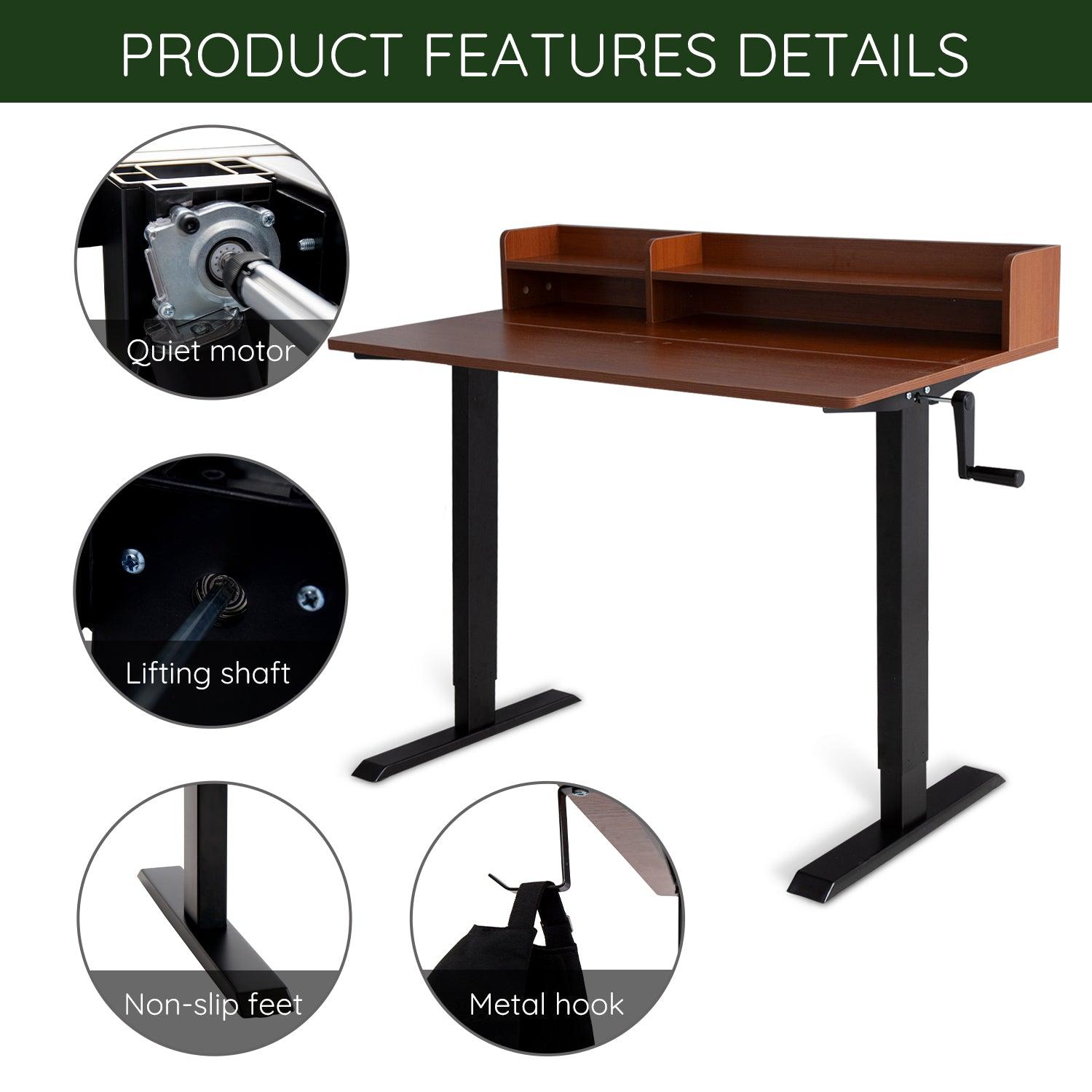 Manual Standing Desk-47x24 Inch-Black&Brown - Sinfinate