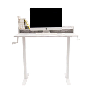 Manual Standing Desk-47x24 Inch-Marble White
